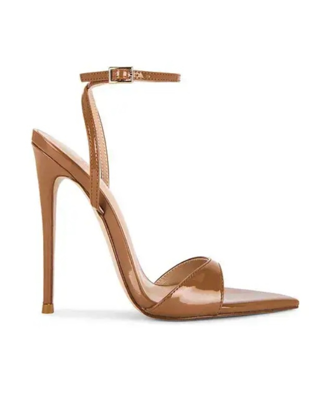 Femme LA Gg heel Patent Pointed Ankle-Strap Stilettos Heels Shoes Tan revolve 7